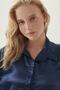 Women's Navy Blue Satin Shirt