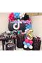 80 Pieces Tik Tok Themed Balloon Chain Set ( Fuchsia - White - Blue - Black )