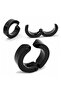 Unisex Compressed Unisex Non-Hole Steel Hoop Earrings - 2 Pairs Sold - 6