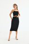Women's Side Gathered Slit Detail Midi Length Skirt - 2