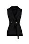 Black Regular Fit Belted Woven Vest TWOAW23YE00021 - 6
