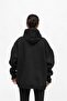 Unisex Black Hooded American Fit Oversize Basic Sweatshirt - 3