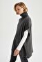 Oversize Fit Turtleneck Basic Knitwear Poncho - 5