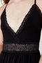 Black Lace Back Detail and Slit Detail Spaghetti Strap Knitted Nightgown THMAW20GC0001 - 7