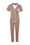 Taupe Color Printed Shirt-Pants Knitted Pajama Set THMSS21PT0876 - 7