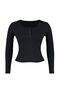 Siyah Havuz Yaka Çıtçıt Detaylı Fitted/Vücuda Oturan Örme Crop Büyük Beden Bluz TBBAW23AF00030 - 8
