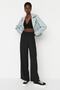 Black Wide Leg Elastic Waist Woven Trousers TWOSS22PL00024 - 2