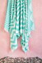 Anatolian Zigzag Patterned Turquoise Peshtemal and Beach Towel