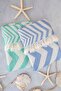 Anatolian Zigzag Patterned Turquoise Peshtemal and Beach Towel - 6