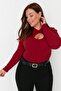 Burgundy Window/Cut Out Detailed Crop Knitted Blouse TBBAW23AF00037
