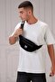 Unisex Black Suede 3-Compartment Cross Shoulder and Waist Bag