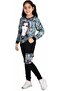 Girl's Picture Printed Cargo Pocket Tracksuit Set - 2