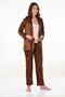 Velvet Pajama Set with Brown Dressing Gown - 3