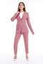 Buttoned Fake Pocket Blazer Jacket Pipe Leg Belt Pocket Stretchy Pants Suit