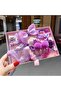 18 Pieces Bag Boxed Luxury Baby Kids Buckle Strap Set Rubber Collet Bow Glitter Lilac Purple - 2