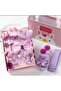 18 Pieces Bag Boxed Luxury Baby Kids Buckle Strap Set Rubber Collet Bow Glitter Lilac Purple - 3