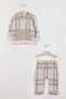 Base. Polo Assn Licensed Plaid Cream Baby Girl Long Sleeve Cardigan Set
