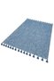 Moroccan 9007 Blue Colored Wicker Look Modern Rug with Blue Tassels - 2