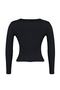 Siyah Havuz Yaka Çıtçıt Detaylı Fitted/Vücuda Oturan Örme Crop Büyük Beden Bluz TBBAW23AF00030 - 7