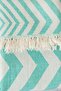 Anatolian Zigzag Patterned Turquoise Peshtemal and Beach Towel - 5