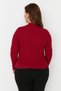 Burgundy Window/Cut Out Detailed Crop Knitted Blouse TBBAW23AF00037 - 5