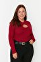 Burgundy Window/Cut Out Detailed Crop Knitted Blouse TBBAW23AF00037 - 3
