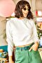 Women's Ecru Hooded Printed Soft Textured Crop Sweatshirt SWT-19000559 - 6