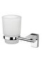 Chrome Lux 4-Piece Bathroom Set, Robe Holder, Round Towel Holder, Toothbrush Holder, Soap Dish - 3