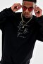 Oversize Born To Be Free Printed Black Sweatshirt - 3