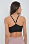 Women's Black Cross Thin Rope Strap Supported Sports Bra - 2