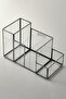 20x11x10cm Black Anthracite Geometric Glass Pen Holder Organizer Office Decoration Makeup Brush Organizer