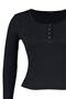 Siyah Havuz Yaka Çıtçıt Detaylı Fitted/Vücuda Oturan Örme Crop Büyük Beden Bluz TBBAW23AF00030 - 9