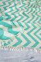 Anatolian Zigzag Patterned Turquoise Peshtemal and Beach Towel - 2