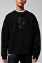 Oversize Born To Be Free Printed Black Sweatshirt