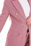 Buttoned Fake Pocket Blazer Jacket Pipe Leg Belt Pocket Stretchy Pants Suit - 4