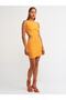 90409 Back Detailed Crew Neck Dress-orange - 3