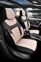 Car Seat Cover Full Set 3D Textured Fabric Beige - Carbon