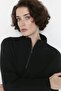 Siyah Selanik/Triko Görünümlü Fermuarlı Yaka Regular/Normal Kalıp Örme Sweatshirt TWOAW22SW0732 - 5