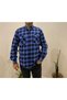 Wide Cut Blue Checkerboard Pattern Long Sleeve Shirt - 2