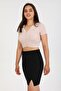 Black Basic Skirt Slit Mini Skirt with Elastic Waist G084-1