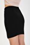 Black Basic Skirt Slit Mini Skirt with Elastic Waist G084-1 - 6