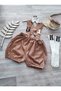 Caramel Colored Baby Boy Salopet Teddy Bear Concept 1 Year Old Birthday Outfit - 3