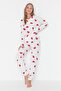 Ecru 100% Cotton Heart Knitted Pajama Set THMAW21PT0566 - 2