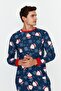 Navy Blue Regular Fit Knitted Pajamas Set Family Combination Tmnaw23Pt00064 - 4