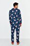 Navy Blue Regular Fit Knitted Pajamas Set Family Combination Tmnaw23Pt00064 - 7