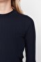 Navy Blue High Collar Ribbed Flexible Slim Fit Knitted Blouse TWOAW20BZ0200 - 10