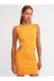 90409 Back Detailed Crew Neck Dress-orange