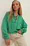 Women's Green Lace-up Oversize Sweatshirt MDA-1029 - 3