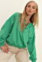 Women's Green Lace-up Oversize Sweatshirt MDA-1029 - 4