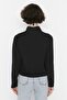 Siyah Selanik/Triko Görünümlü Fermuarlı Yaka Regular/Normal Kalıp Örme Sweatshirt TWOAW22SW0732 - 9
